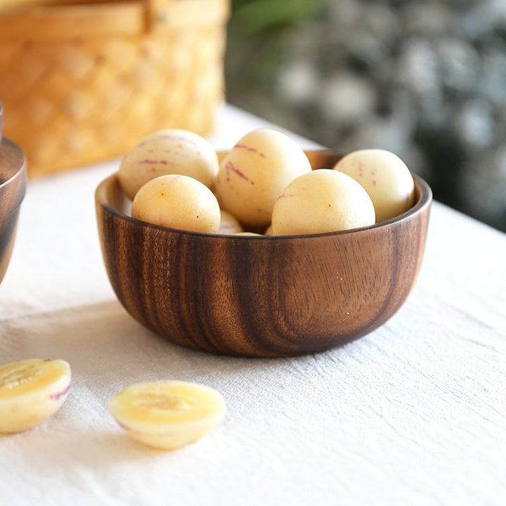 Natural Wooden Serving Bowl – Rustic Fruit, Salad & Food Container for Home & Restaurant