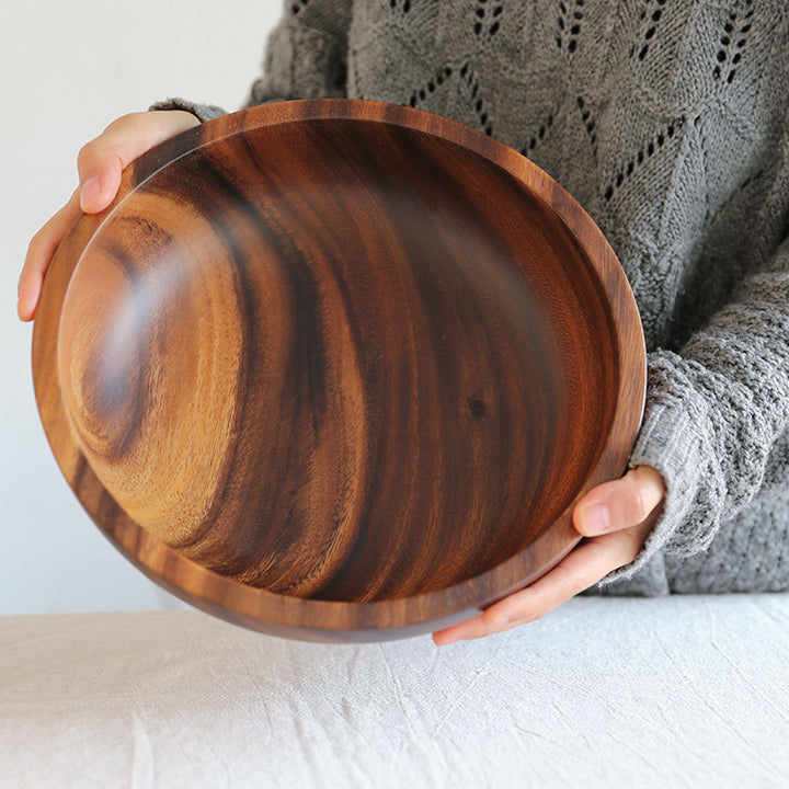 Natural Wooden Serving Bowl – Rustic Fruit, Salad & Food Container for Home & Restaurant